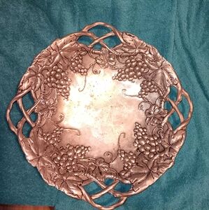 Vintage Godinger Grapes And Leaves Shallow Basket Silver Plated Vine Handles